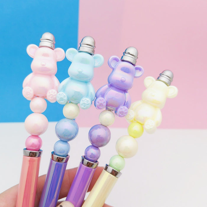 Wholesale Plastic Cartoon DIY Bead Pen Cute Bear Decompression Tube Bead Pen JDC-PN-GanCai004