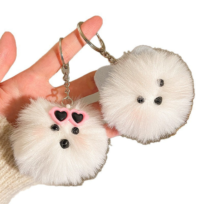 Wholesale Blush Little White Dog Plush Pendant Keychain