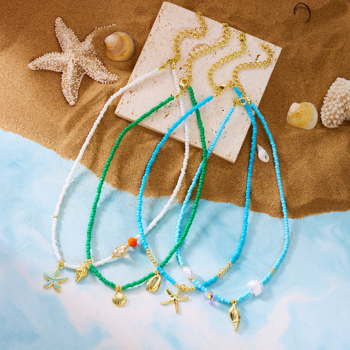 Wholesale Boho Beach Shell Pendant Necklaces Polymer Clay Beaded Choker