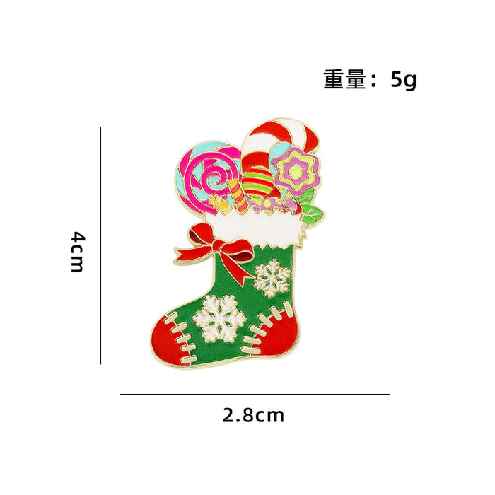 Wholesale Christmas cute badge brooch environmentally friendly zinc alloy imitation enamel drip oil Christmas candy  schoolbag decoration
