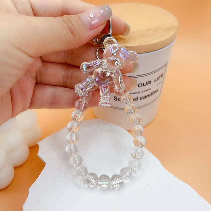 Wholesale bear butterfly mobile phone pendant crystal beaded key pendant