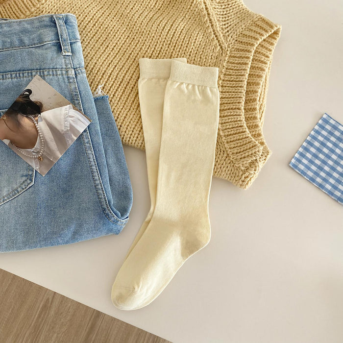 Wholesale Boneless socks, long tube socks, pure cotton solid color pile socks, calf socks