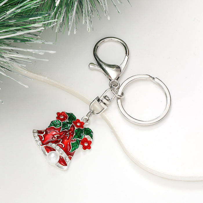 Wholesale Electroplated Metal Christmas Keychain – Gold  Pendant Gift Bag Charm