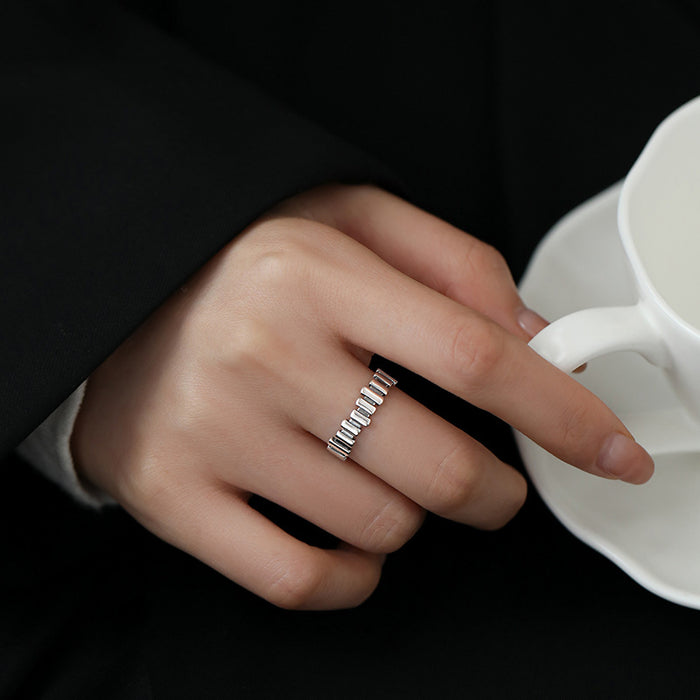 Wholesale Silver plated geometric ring light luxury tail ring plain ring index finger ring niche high-end opening ring