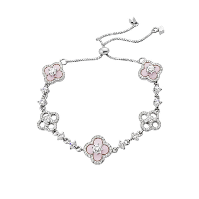 Wholesale Rhinestone Flower Adjustable Bracelet Copper Gold Pink Jewelry Accessory