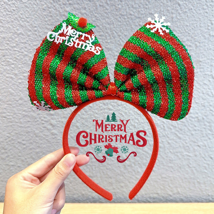 Wholesale Christmas Headband Christmas Antlers Hair Stamp Headwear Holiday Decorative Gift Big Bow Headband Hair Accessories Headwear