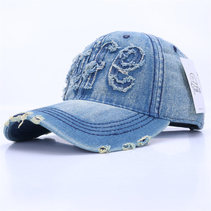 Wholesale Big Head Cowboy Baseball Hat Retro Broken Hole Sunshade Hat Duck Tongue Hat