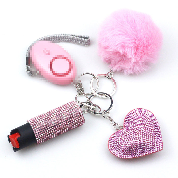 Wholesale Heart Hot Diamond Functional Plastic Keychain Diamond 4-piece Set JDC-KC-TouMS021