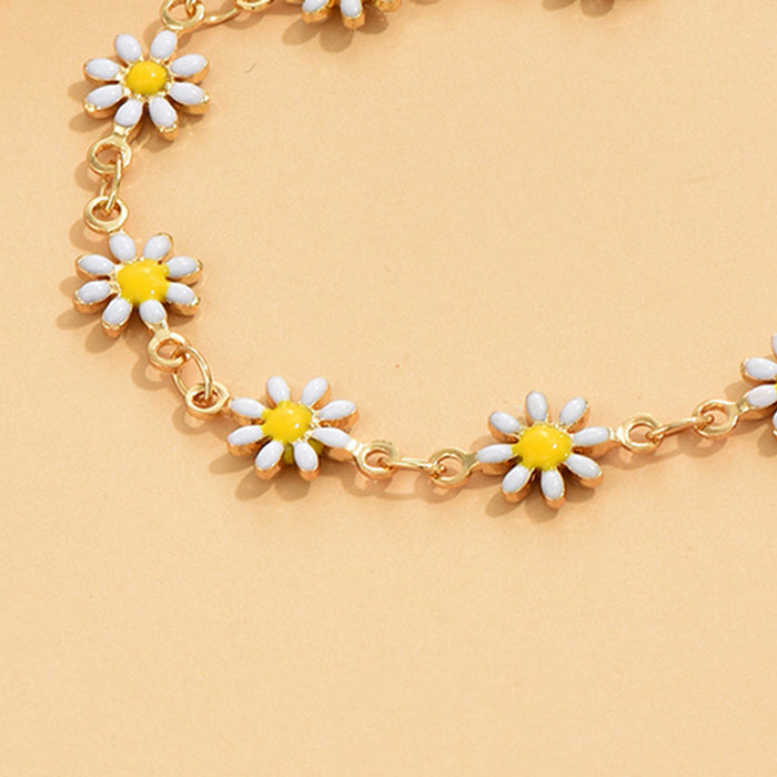 Wholesale Trendy Alloy Flower Anklet Simple Design Vacation Jewelry MOQ≥2