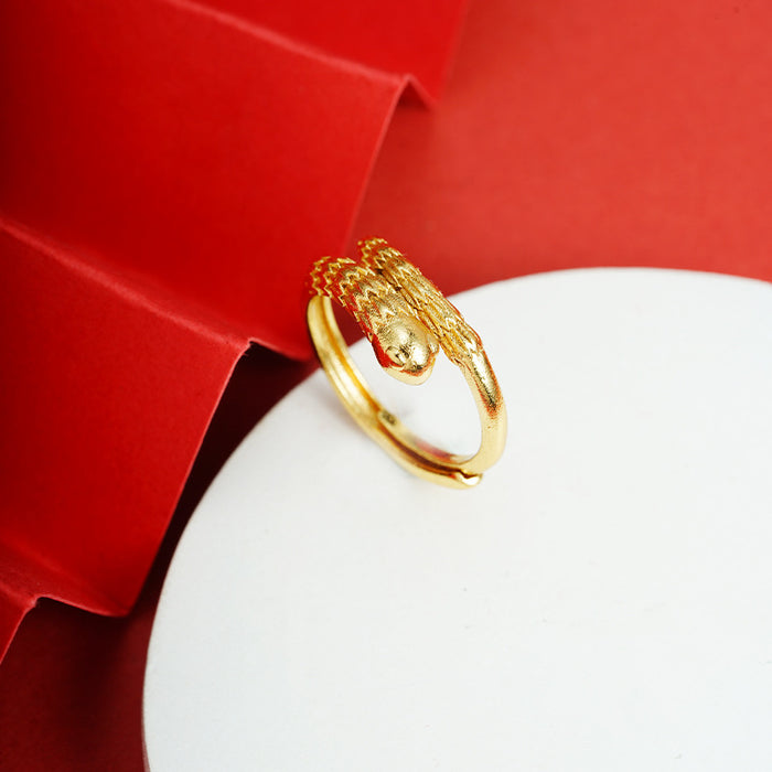 Wholesale Sand Gold Ring Trendy Design Spirit Snake Open Ring Jewelry Wholesale