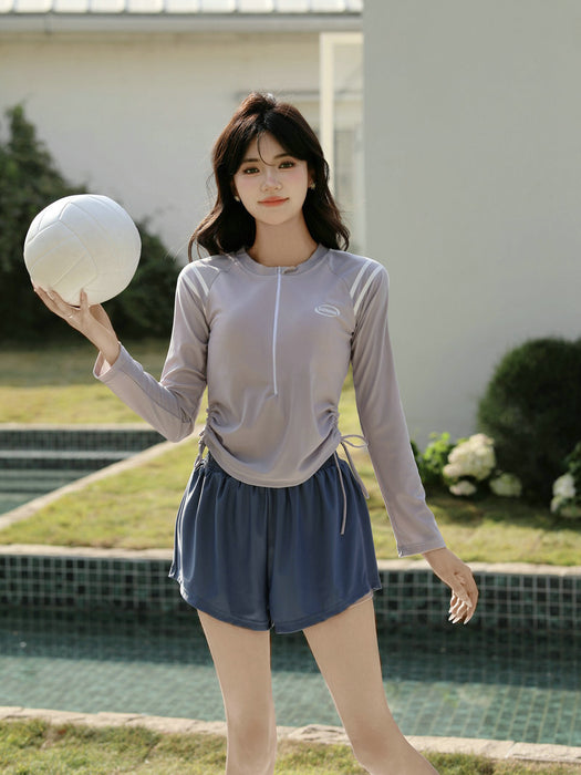 Wholesale Children's long sleeved split skirt swimsuit, sun protection and hot spring swimsuit