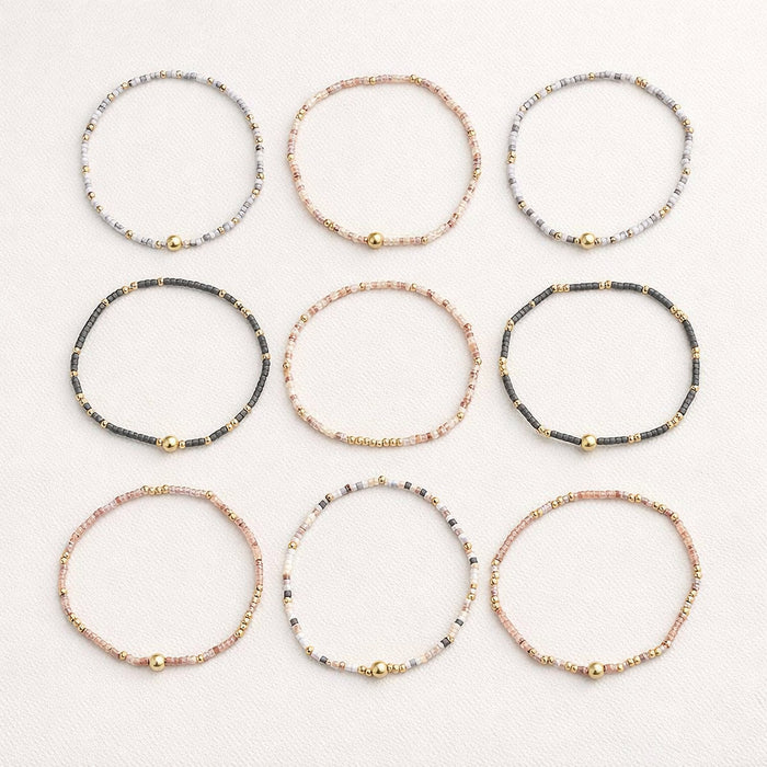 Wholesale Handmade Bohemian Glass Bead Bracelet Set - 9 Colorful Unisex Pieces