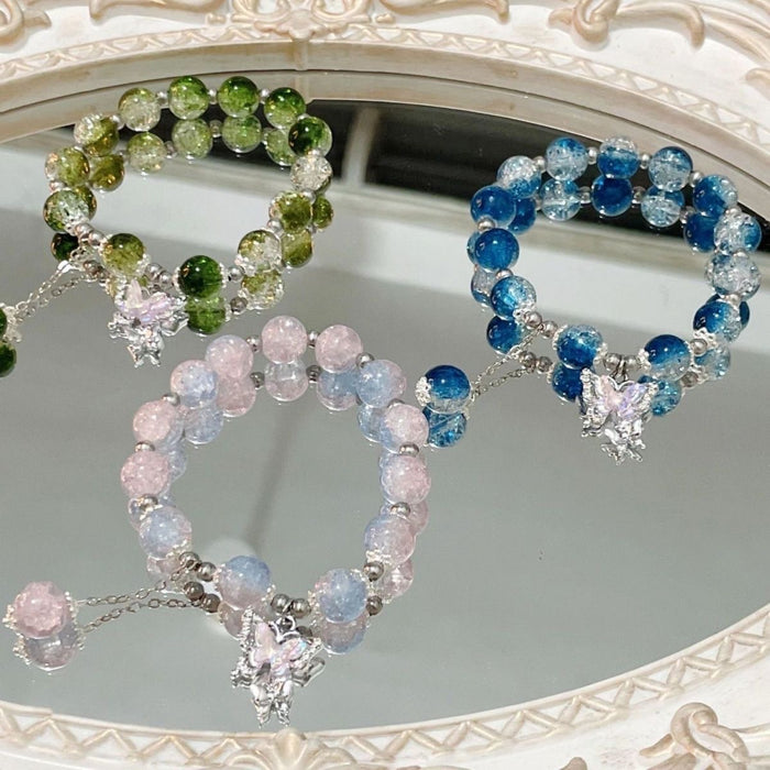 Wholesale Butterfly shattered bead bracelet with niche design and colorful bead bracelet