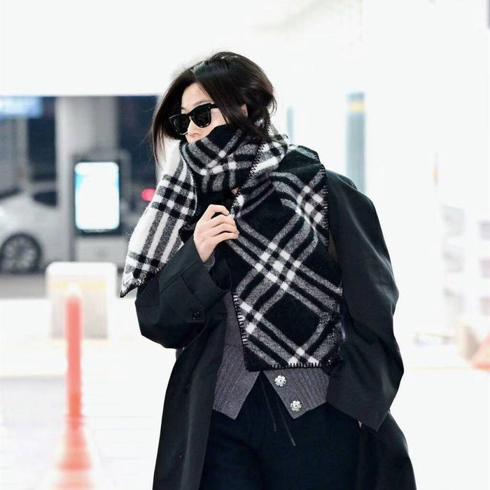 Wholesale Autumn and Winter Black and White Checkered Wool Scarf JDC-SF-Yunt001