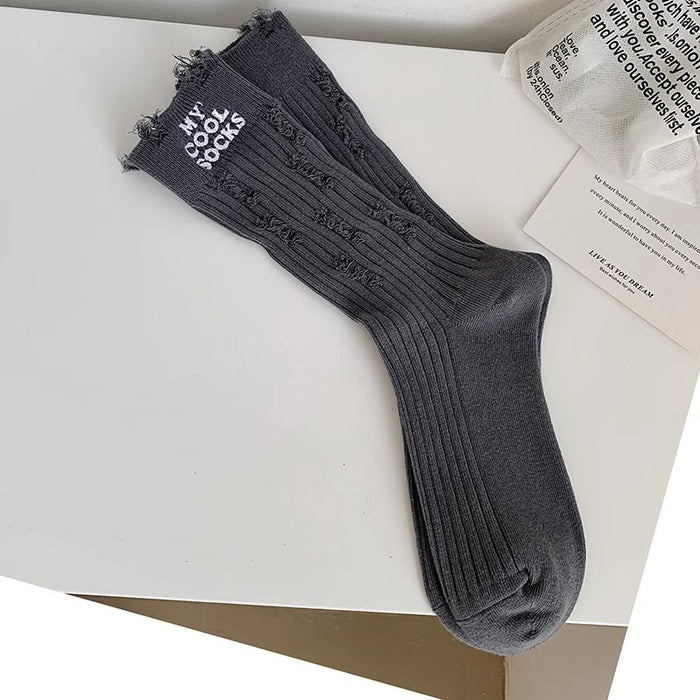 Wholesale Thin solid color cotton street style long socks pile socks