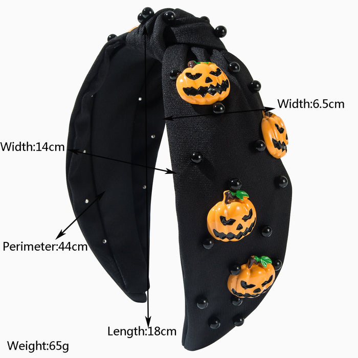 Wholesale Halloween Ghost Pumpkin Fabric Wide Brim Headband JDC-HD-HM027