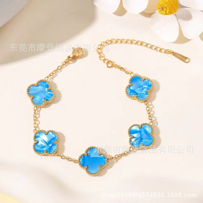 Wholesale titanium steel four-leaf clover bracelet JDC-BT-Modeng002