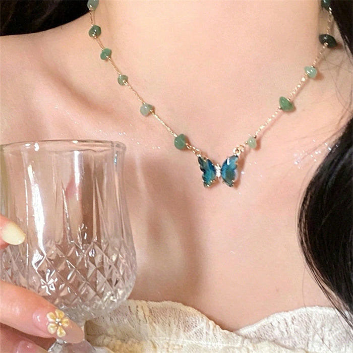 Wholesale Dopamine Ethnic Style Colorful Beaded Butterfly Pendant Necklace MOQ≥2