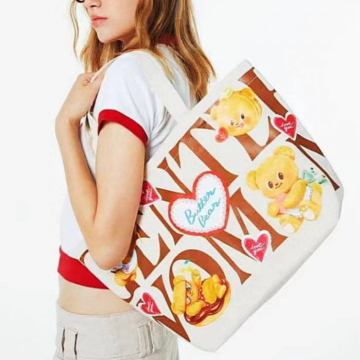 Wholesale Canvas Bag Bear Joint Tote Bag Cute Cartoon Large Capacity Handbag