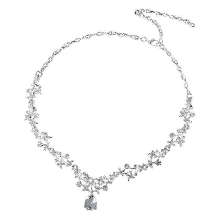 Wholesale Teardrop-shaped pendant clavicle chain earrings two-piece set