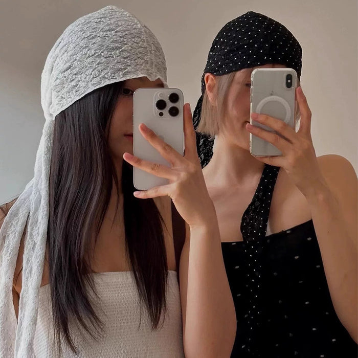 Wholesale Fashionable long strap thin headscarf hat with an atmosphere retro sun shading hat