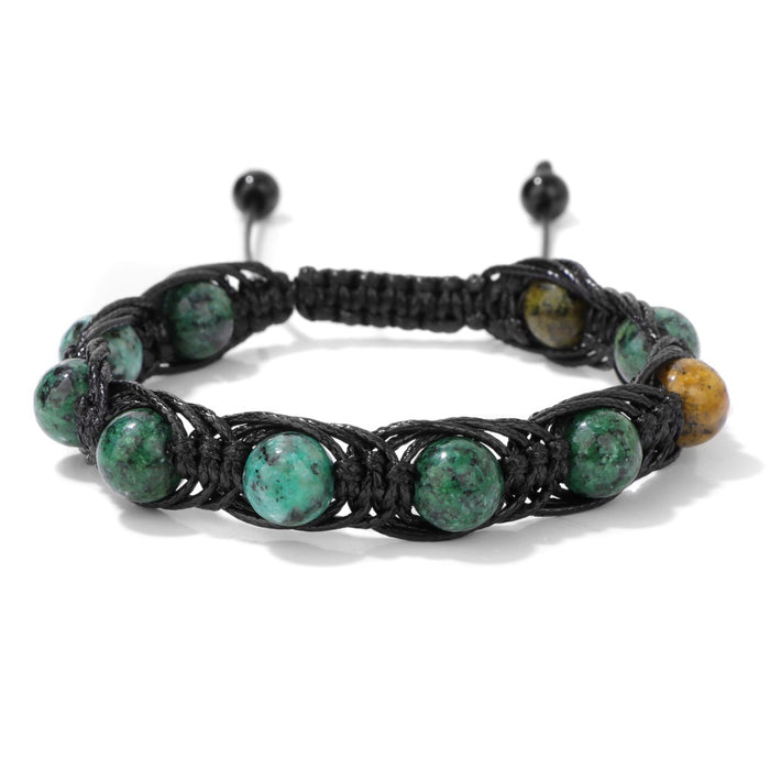 Wholesale Handmade woven bracelet with 8mm stone beads