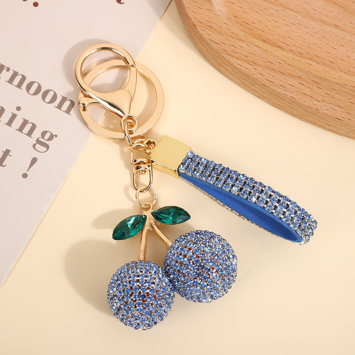 Wholesale Modern minimalist cherry keychain with diamonds