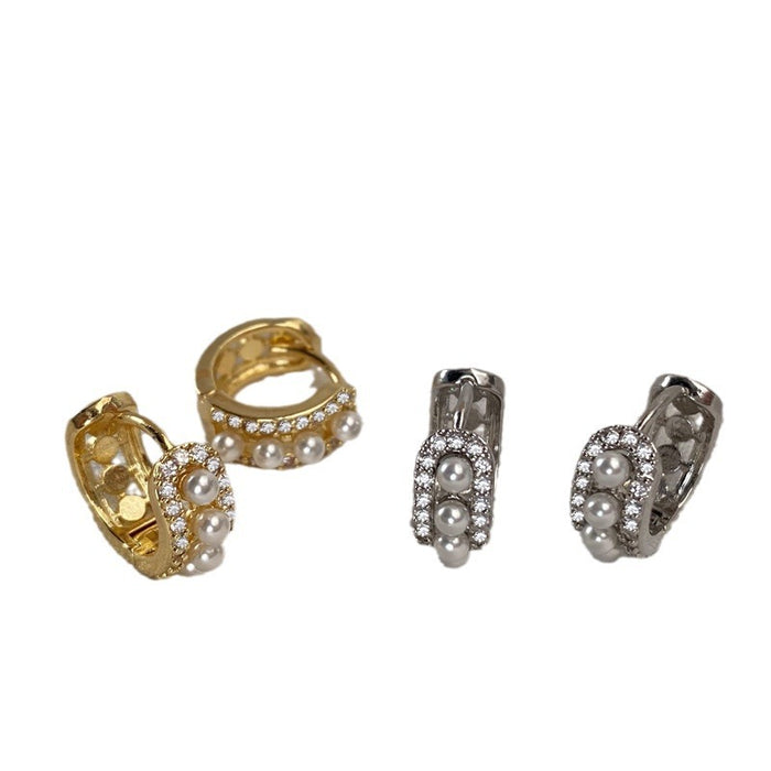 Wholesale High-gloss pearl micro-pave earrings