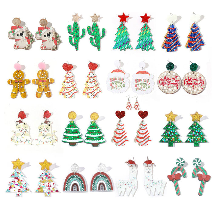 Wholesale Christmas tree earrings love acrylic earrings
