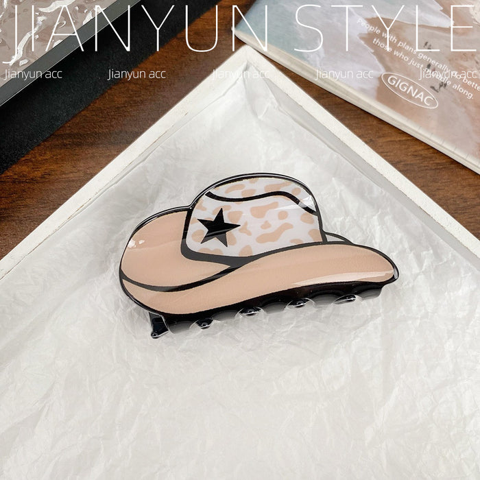 Wholesale Western Style Cowboy Hat Clip Retro Imitation Acetate Elegant Fashion Temperament Hair Accessory High-End Headwear