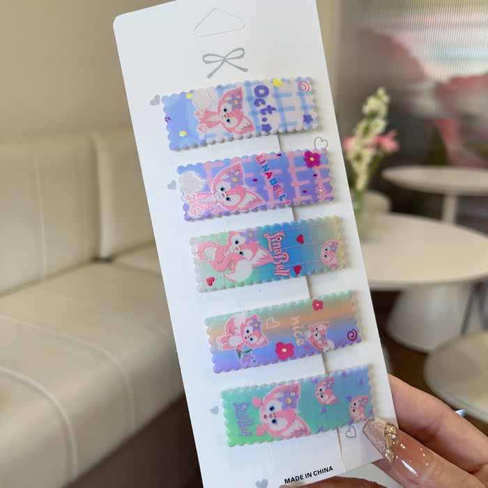 Wholesale 5 PCS Cute cartoon pattern plaid hair clip