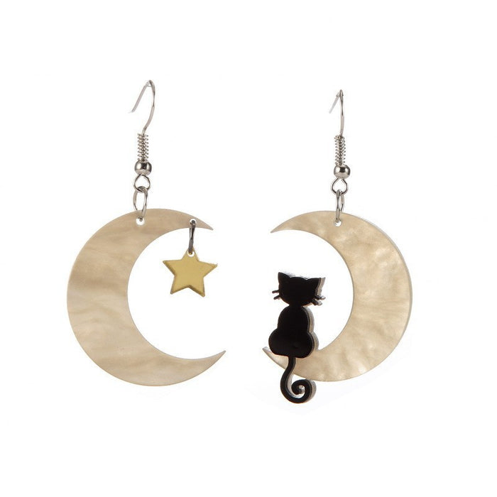 Wholesale Cat Acrylic Earrings Moon Star Design Fashion Jewelry Accessory MOQ≥2
