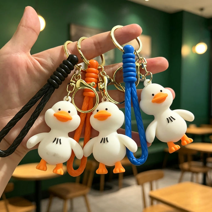 Wholesale Cute Happy Duck Silicone Keychain Bag Charm Car Key Accessory for Couples