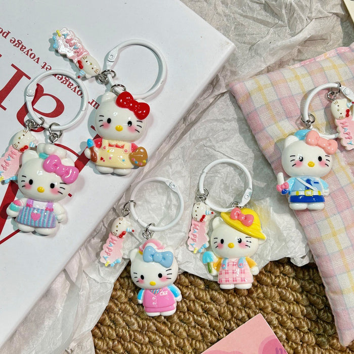 Wholesale Big Cartoon Cat Resin Keychain Cute Backpack Charm Gift MOQ≥2