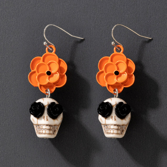 Wholesale Halloween Skull Beaded Elastic Earrings for Unisex Party Gift Fashion Accessory MOQ≥2