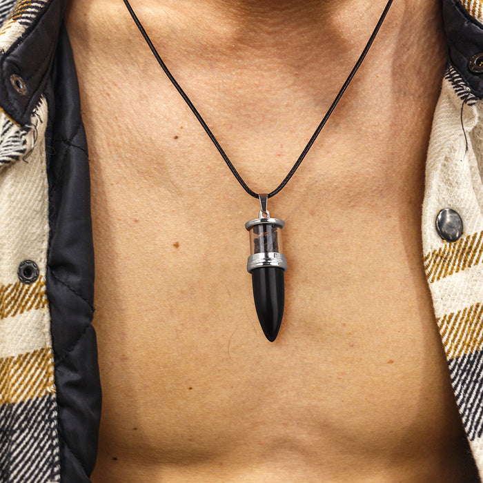 Wholesale Bullet shaped pendant necklace with inlaid embellishments