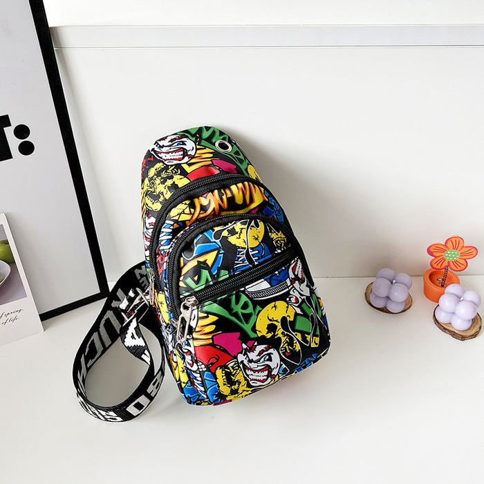 Wholesale New fashionable children's shoulder crossbody bag with casual and personalized printed chest small back bag