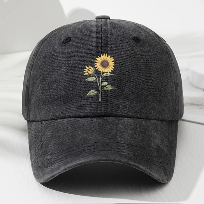 Wholesale Trendy Sunflower Pattern Baseball Cap Adjustable Washed Multi Color Summer Hat