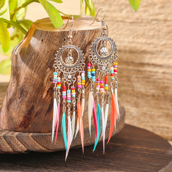 Wholesale Bohemian Tassel Geometric Drop Earrings Electroplated Zinc Alloy Jewelry Accessory MOQ≥2
