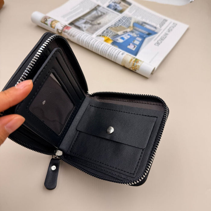 Wholesale Retro Business Men' s Wallet - Oil Wax PU Multi-Card Zipper Black - Boutique Resale