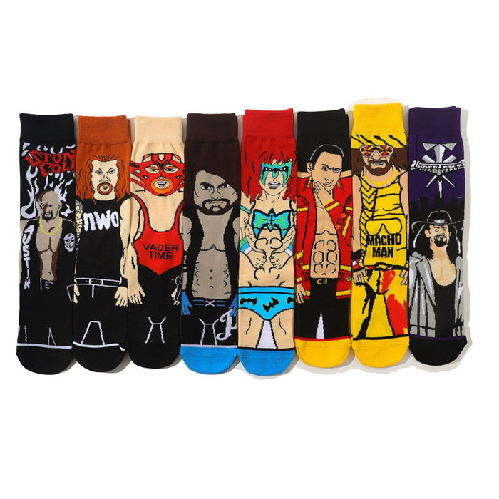 Wholesale Cartoon Men' s Sports Socks Cotton Mid-Calf Sports Socks