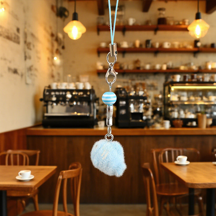 Wholesale Cute Cartoon Flocked Ocean Fish Mobile Phone Bag Charm Keychain