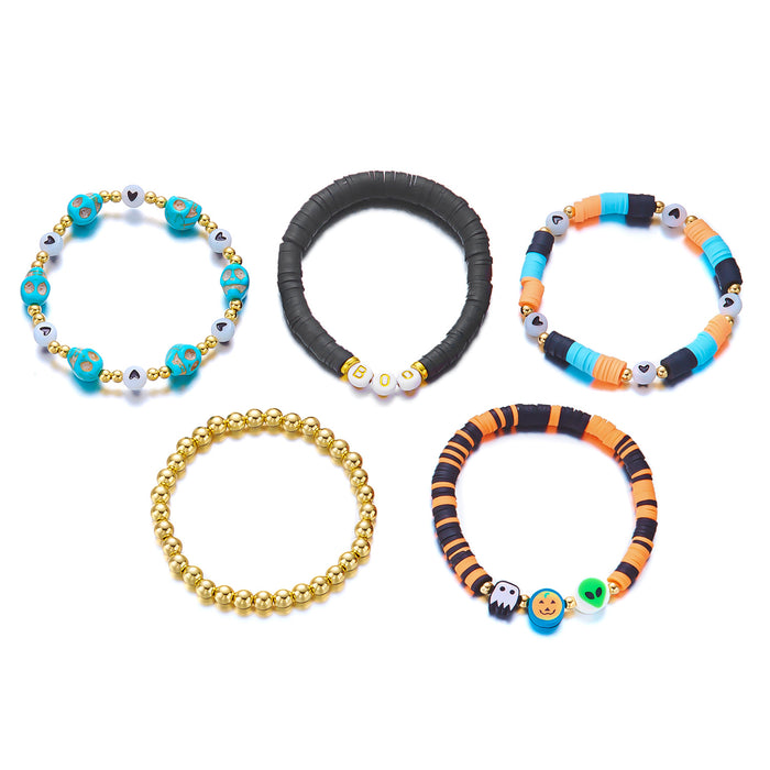 Wholesale  bracelet ghost pumpkin skull letter pendant beaded bracelet festive party multi-layer bracelet
