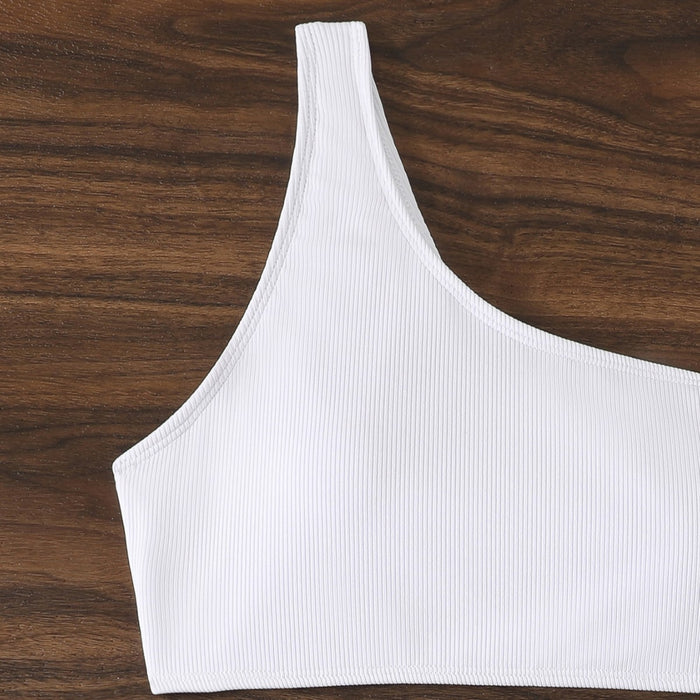 Wholesale Swimsuit Single Shoulder Split Bikini Solid Color Pit Bar Beach Swimsuit Female