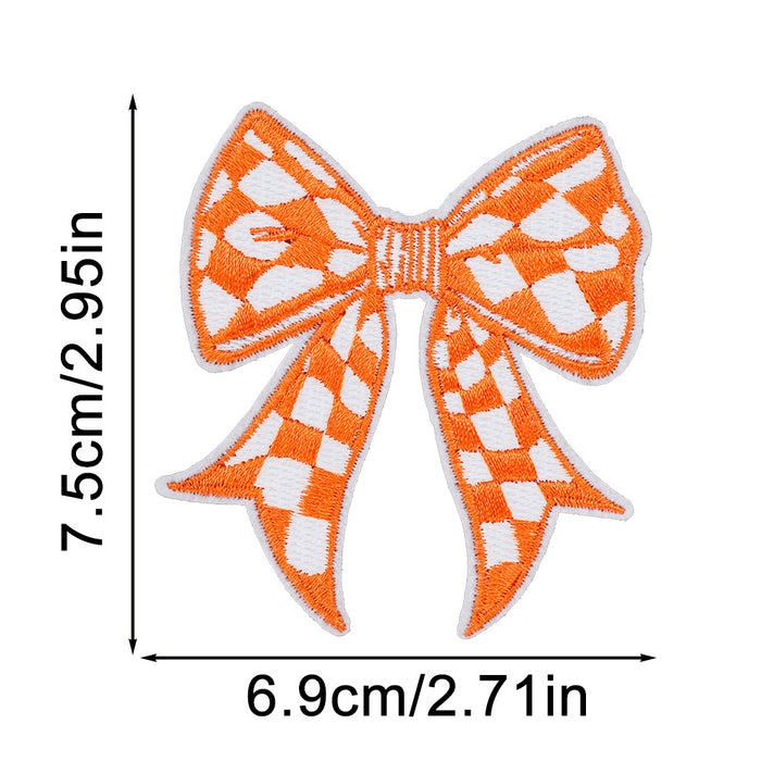Wholesale Plaid Bow Embroidery Sticker DIY Patches
