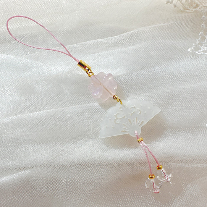 Wholesale Clover white shell fan mobile phone chain pendant bag pendant