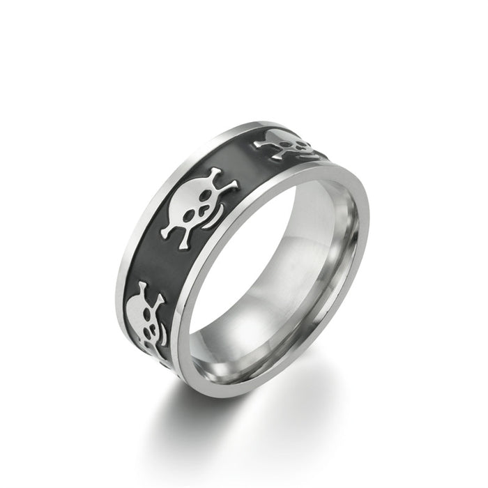 Wholesale  Corrosion Blackened Skull Titanium Steel Ring Retro Simple  Stainless Steel Ring