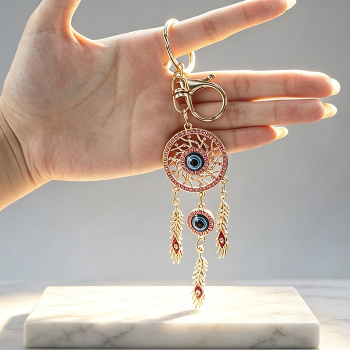 Wholesale Dream Catcher Keychain with Diamond Accents Zinc Alloy Bag Charm