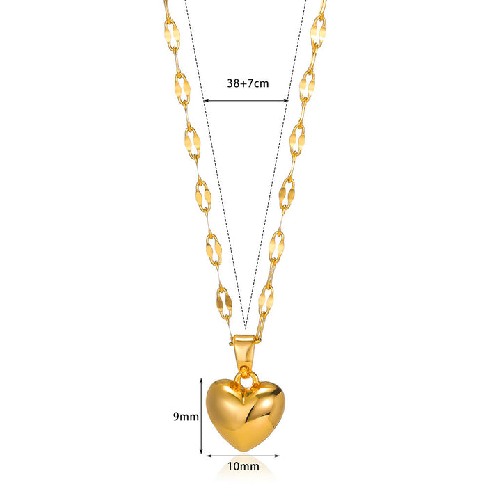 Wholesale Fashion Versatile 18K Gold-Plated Heart Clavicle Chain Necklace