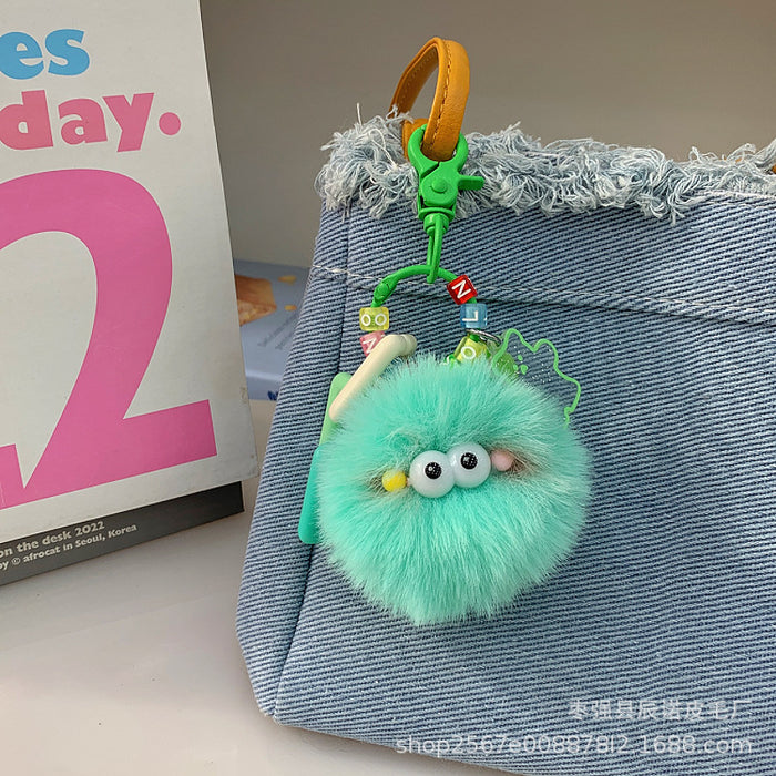 Wholesale Coal ball pendant, car keychain, backpack, cartoon hanging decoration, cute plush toy